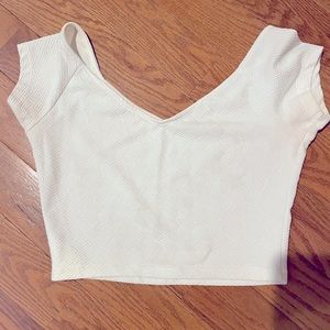 Cream cap sleeves crop top
